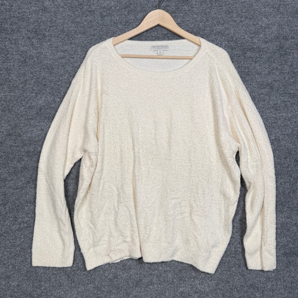 Barefoot Dreams Size XL Sweater Cream Knit CozyChic Lite Crew Neck Lounge Soft